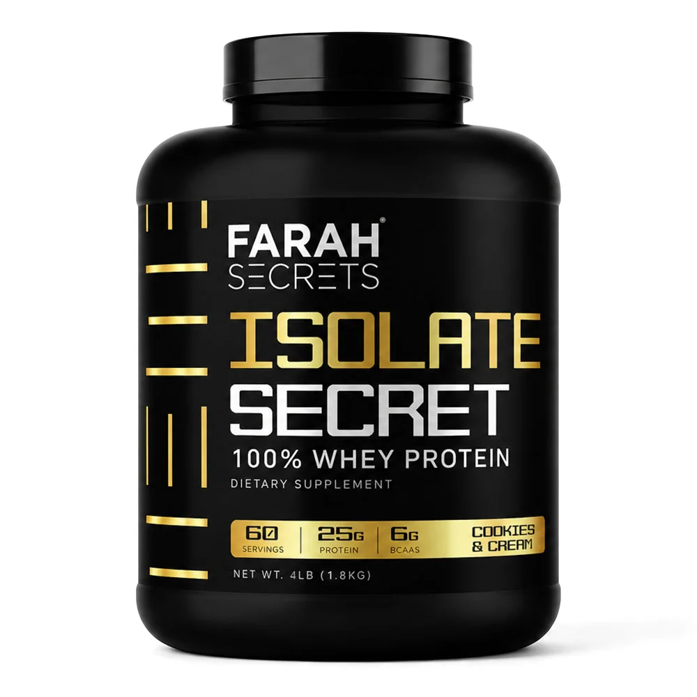 Farah Secrets Isolate Secret 100% Whey Protein 4lb, Cookies & Cream